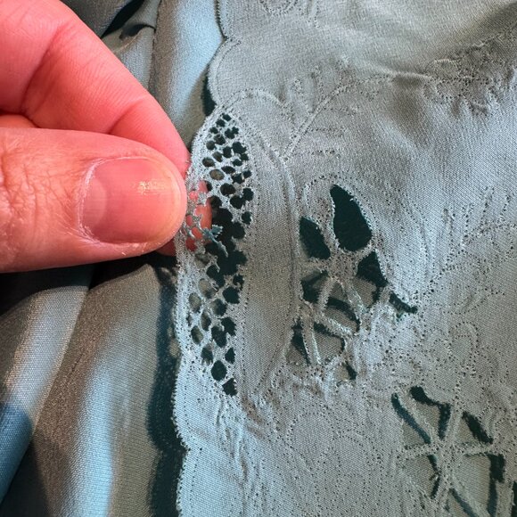 Vintage VIRONA Light Teal Embroidered Long Sleeve Blouse - Size 40 EU - Picture 11 of 11